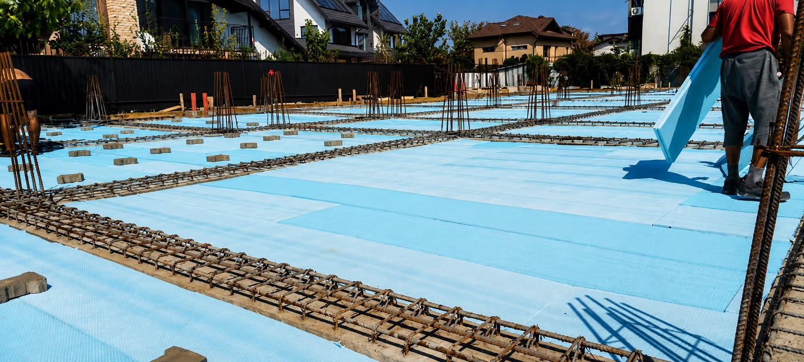 Hidroizolație și armături la nivelul plăcii de fundare
